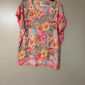 Umgee Floral Blouse - Coral and Yellow